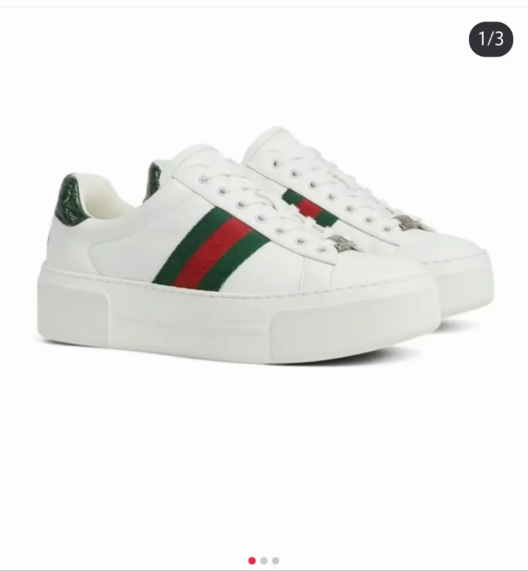 👟👟Ex-factory price 460👟👟 Men's model +10 Gucci/Gucci new thick-soled white shoes. Rubber outsole, fabric: ribbon cowhide, cowhide lining, cowhide feet, 35-45 factory